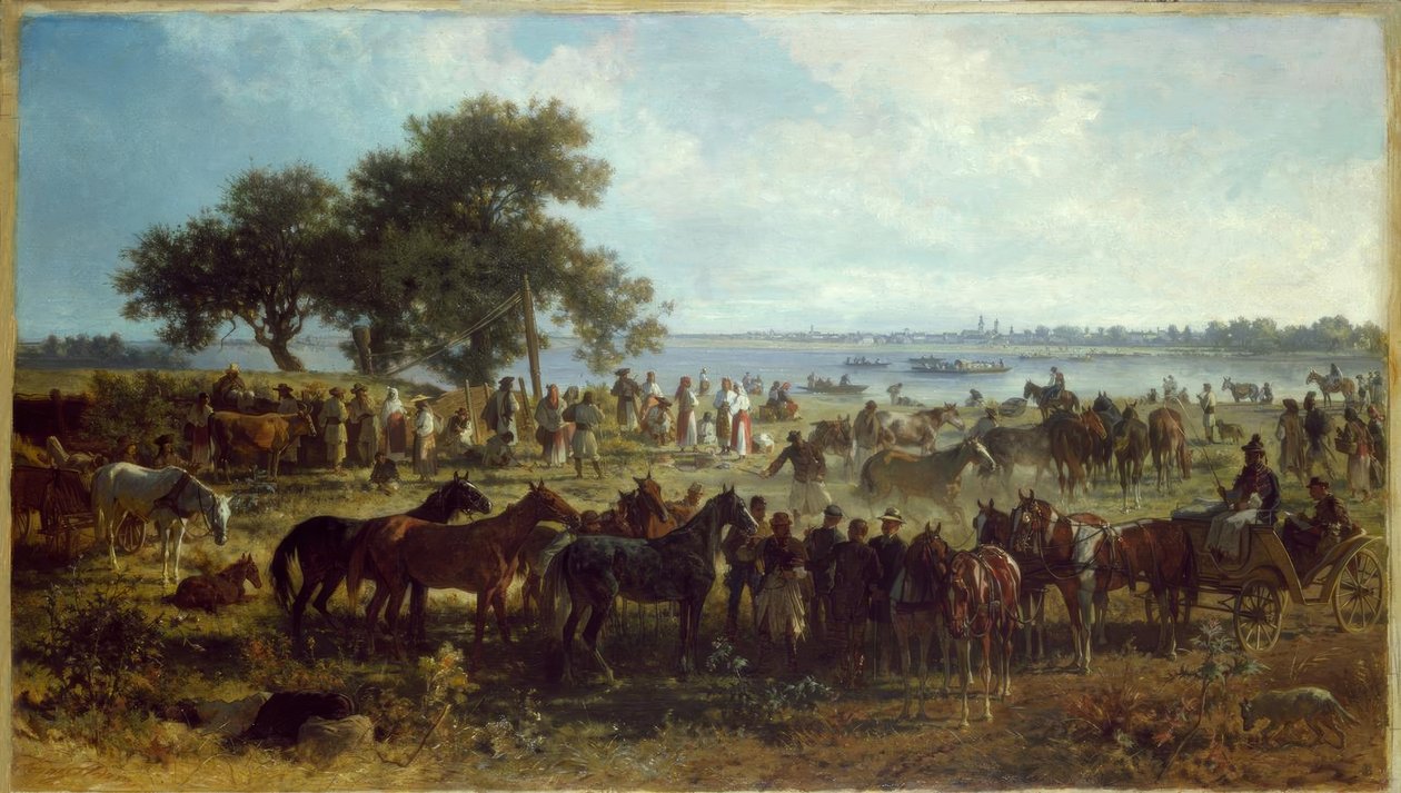 F. Adam, færge på bredden af ​​Tisza af Franz Adam