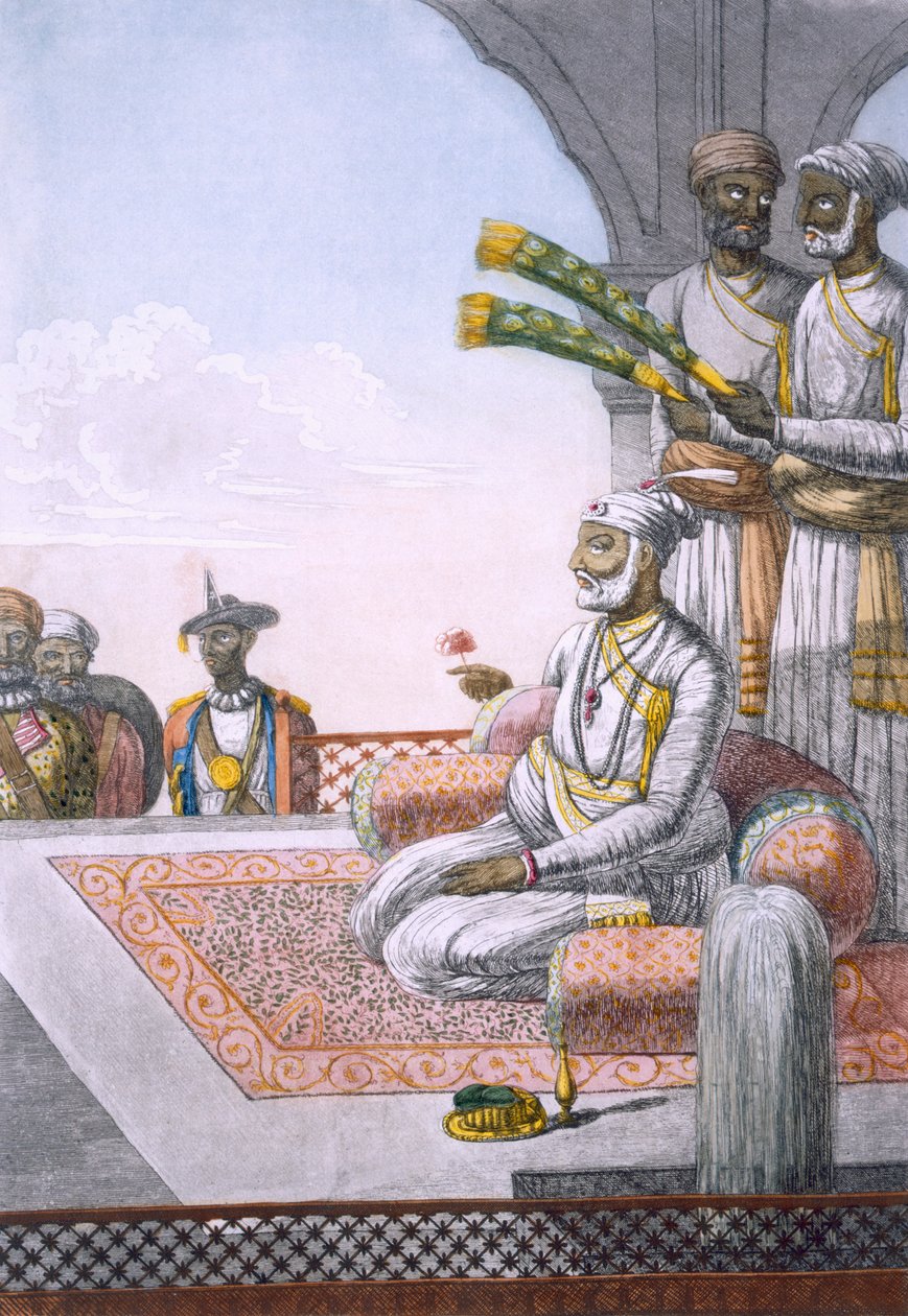 En Rahjah med ledsagere, pub. 1808-12. af Franz Balthazar Solvyns