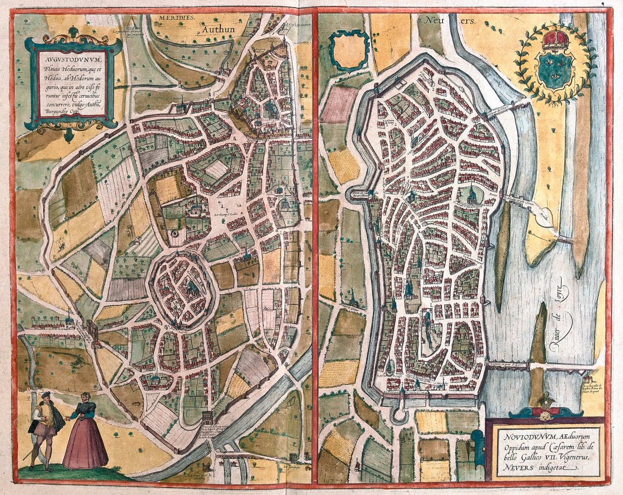 Autun og Nevers, Frankrig (gravering af Franz Hogenberg