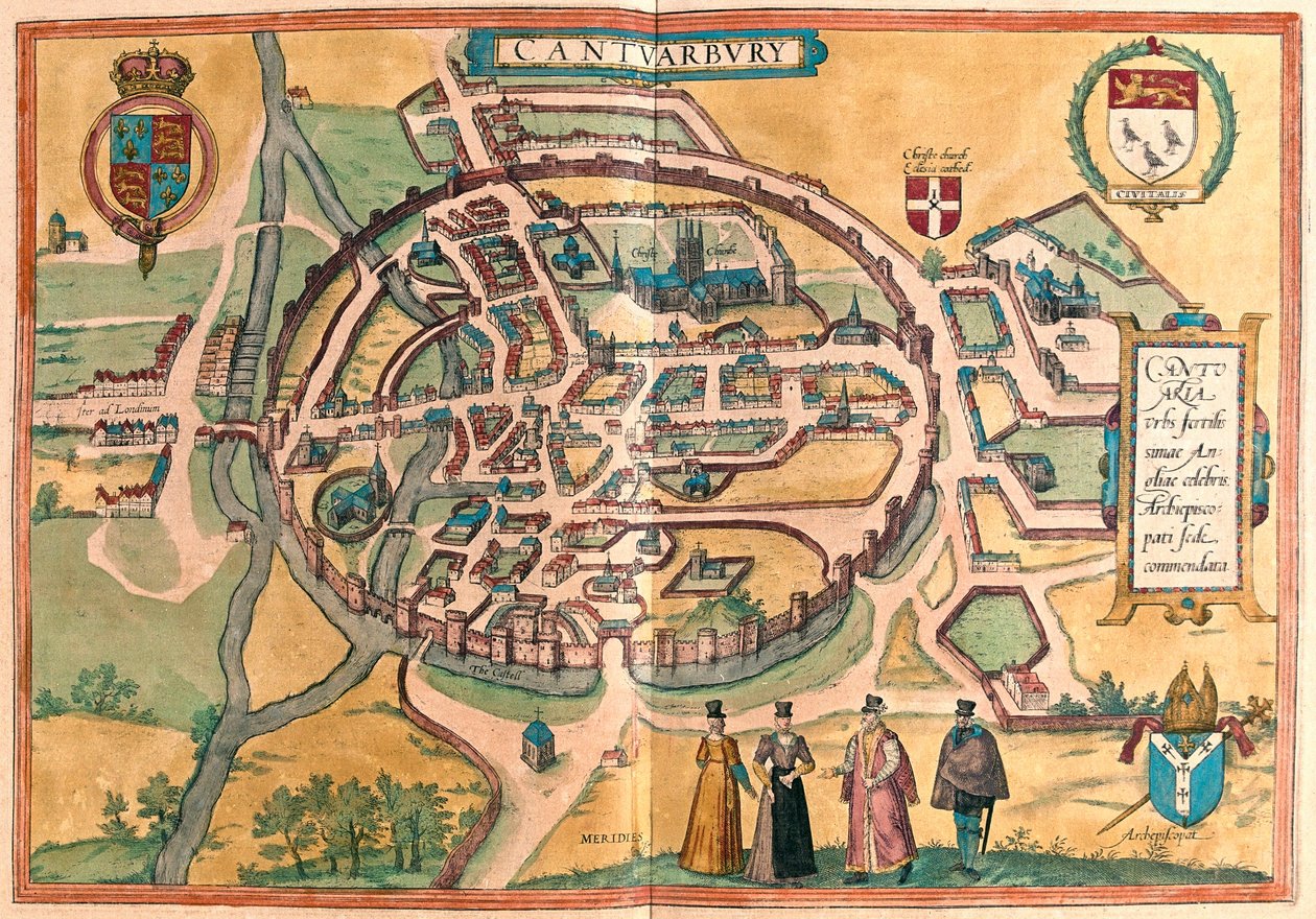 Canterbury, England (gravering af Franz Hogenberg
