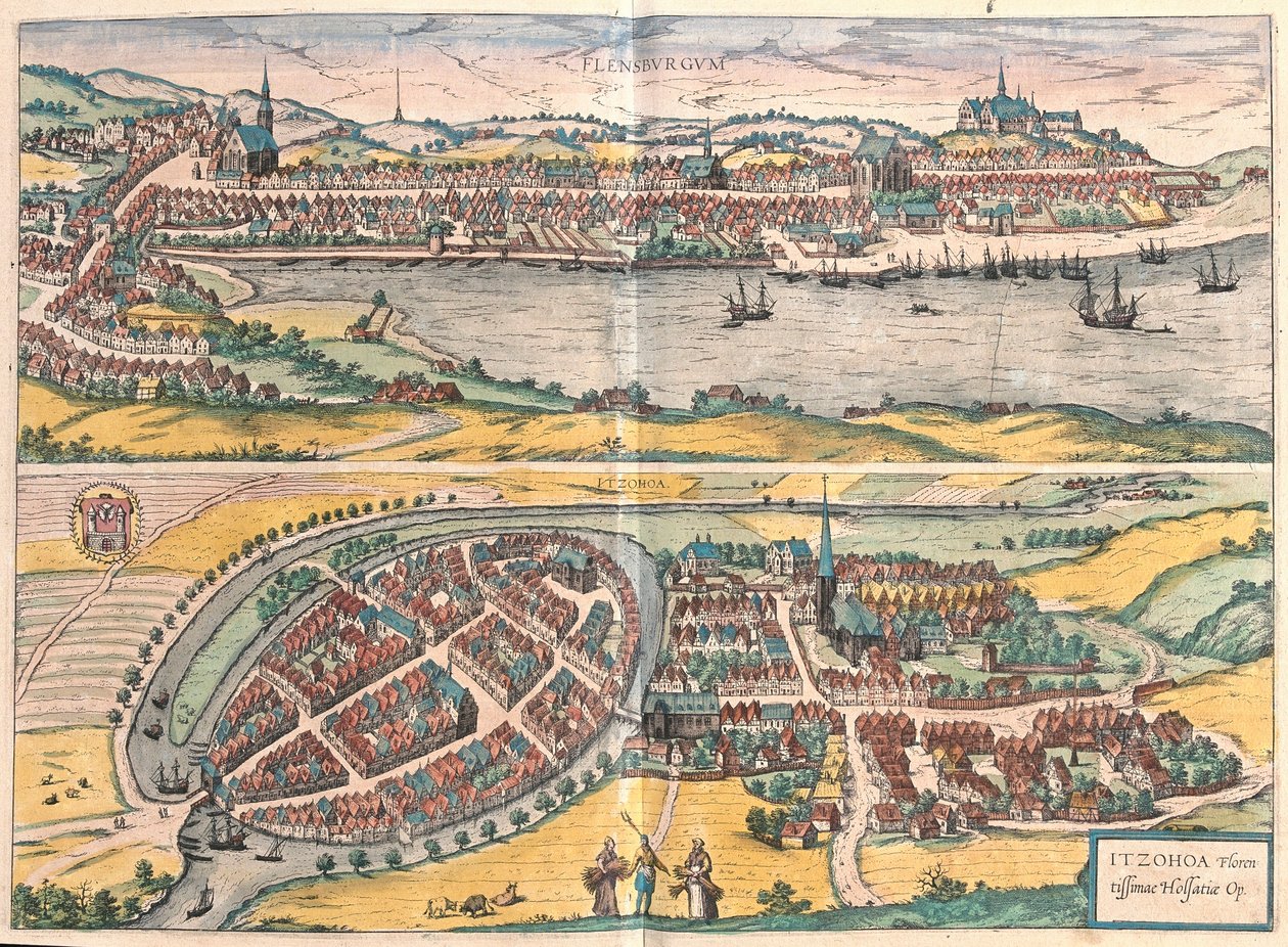 Flensborg og Itzehoe, Tyskland (gravering af Franz Hogenberg
