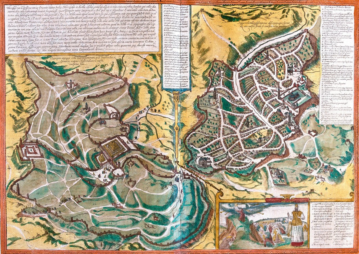 Kort over Jerusalem (Jerusalem), Israel (radering af Franz Hogenberg