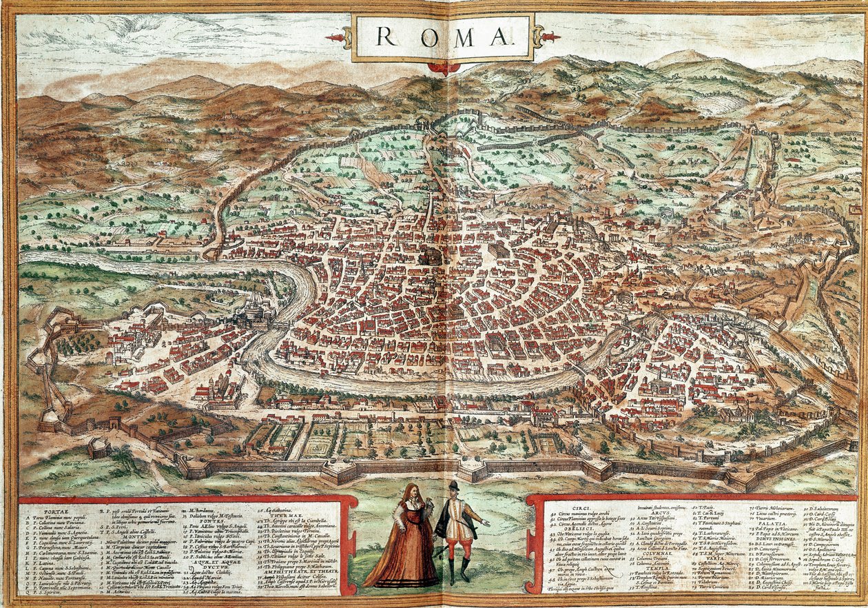 Kort over Rom (gravering af Franz Hogenberg