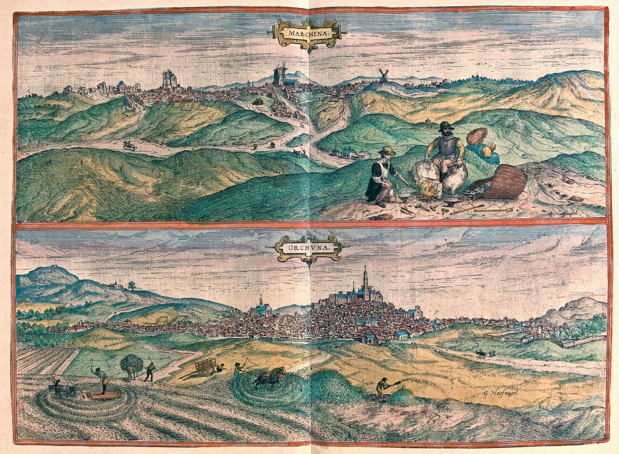 Marchena - Osuna, Catalonien, Spanien (gravering af Franz Hogenberg