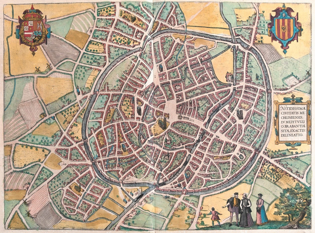 Mechelen, Belgien (gravering af Franz Hogenberg