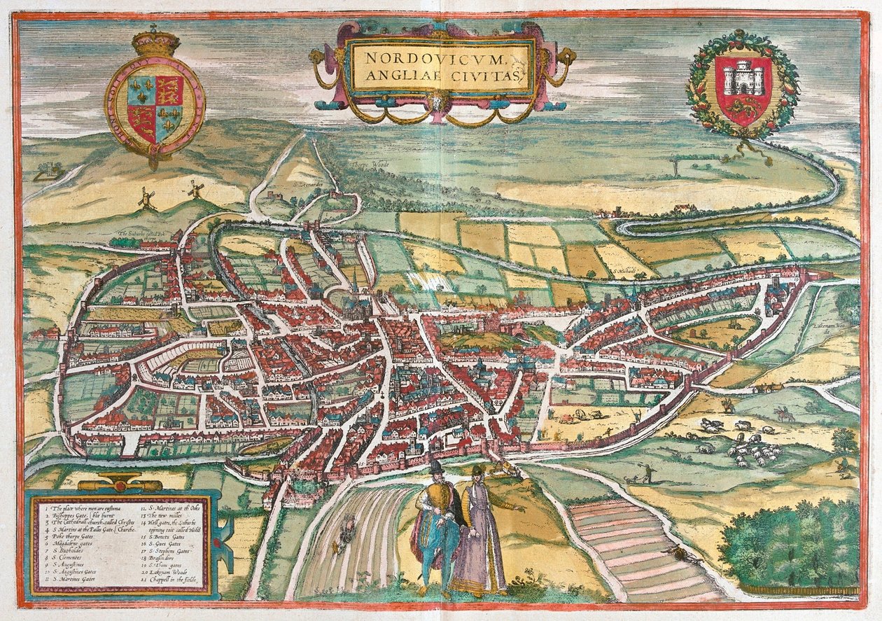 Norwich - Storbritannien (gravering af Franz Hogenberg