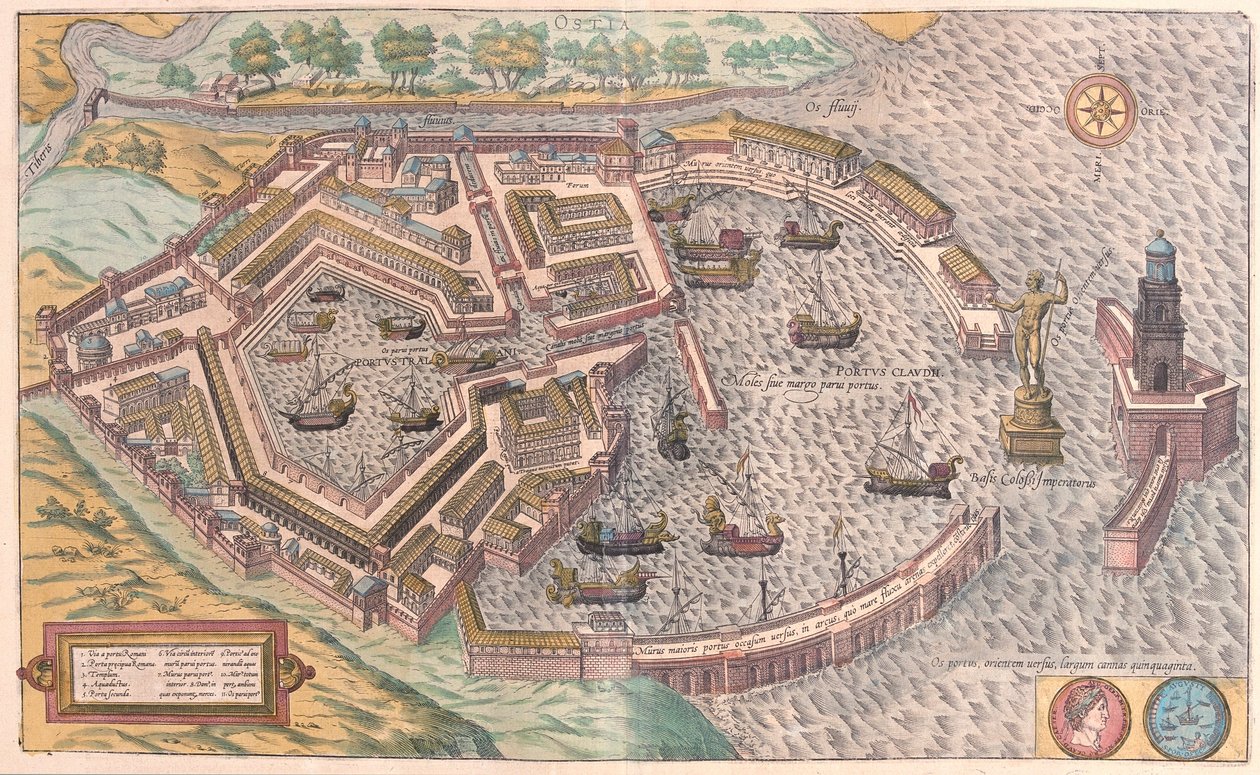 Ostia, det antikke Rom, Italien (gravering af Franz Hogenberg