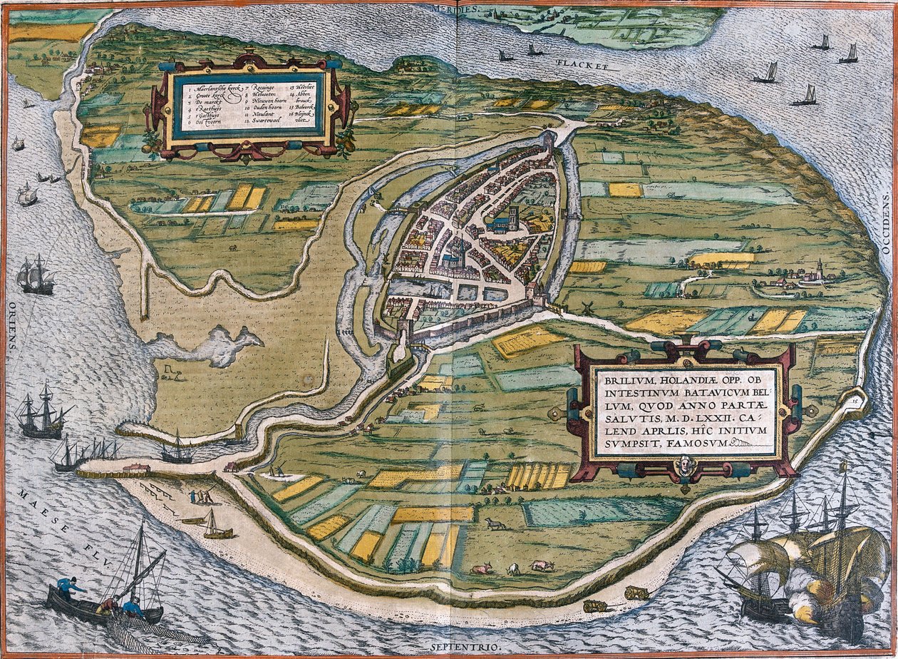 Plan de Brielle (Brilium), Holland (radering af Franz Hogenberg