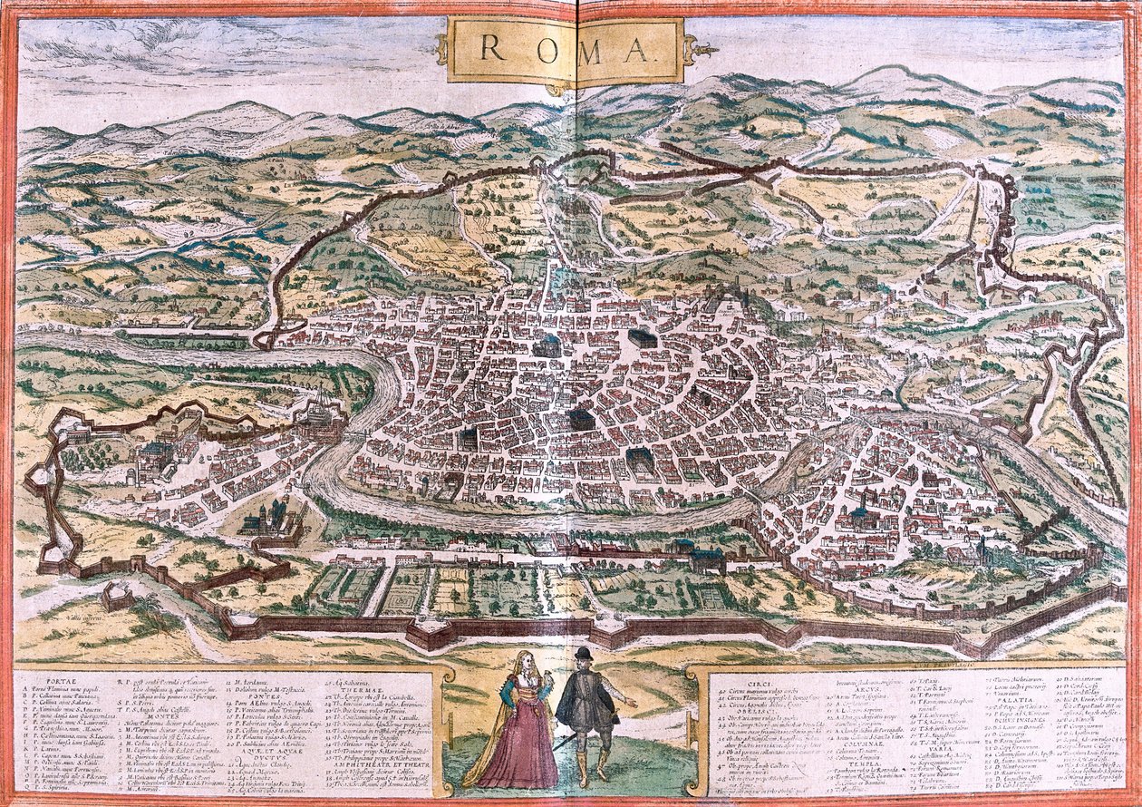Plan over Rom (Roma), Italien (radering af Franz Hogenberg