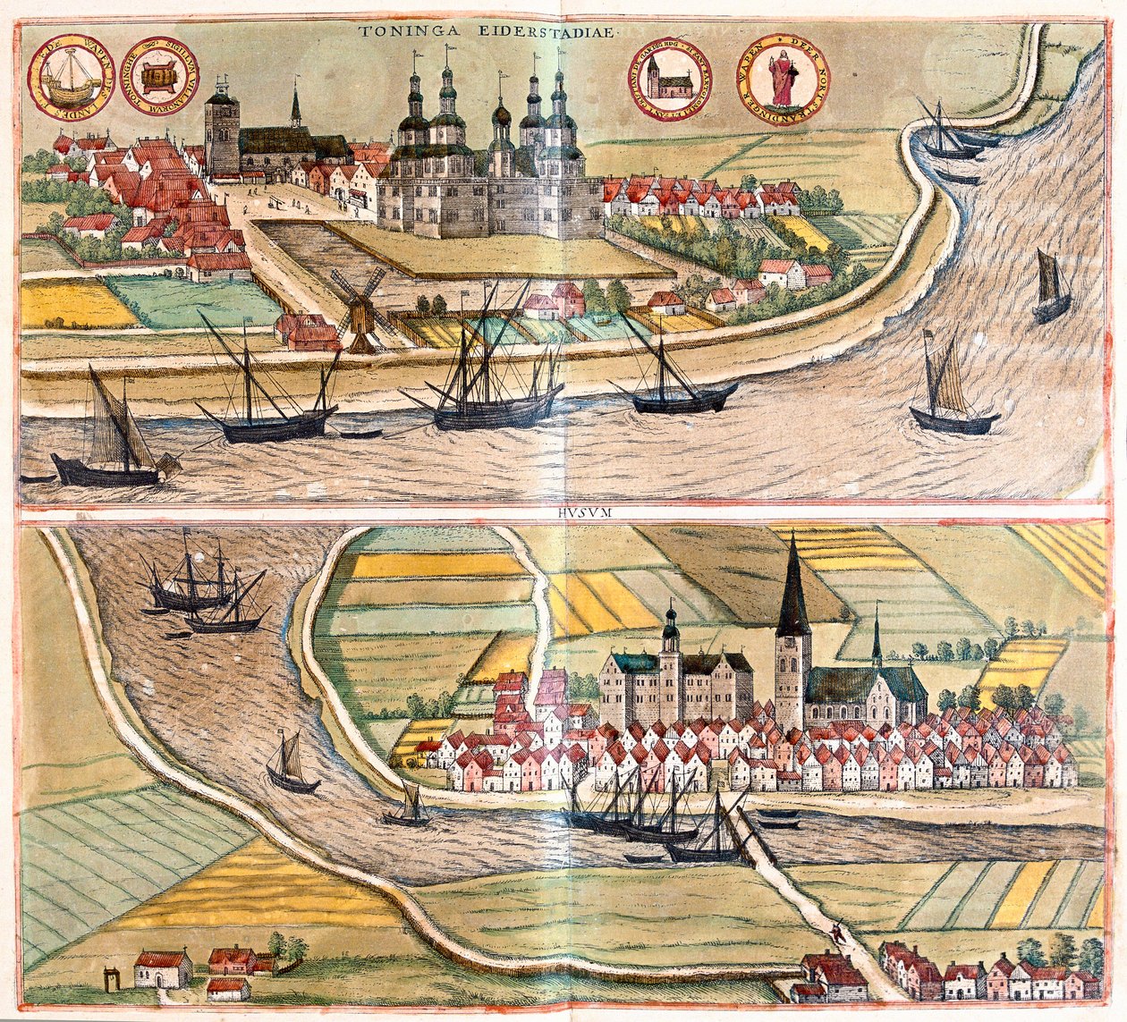 Tonning og Husum, Tyskland (gravering af Franz Hogenberg