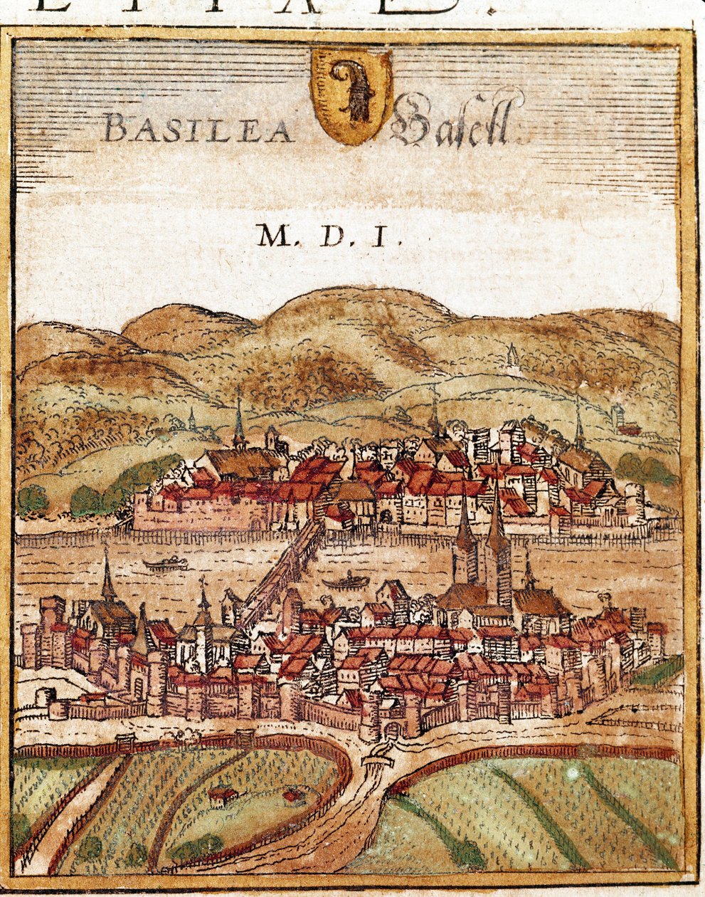 Udsigt over Basel - Schweiz (gravering af Franz Hogenberg
