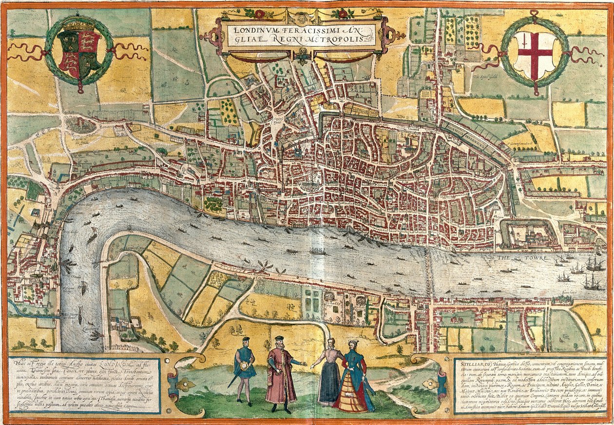 Udsigt over London (Londinum), England (radering af Franz Hogenberg