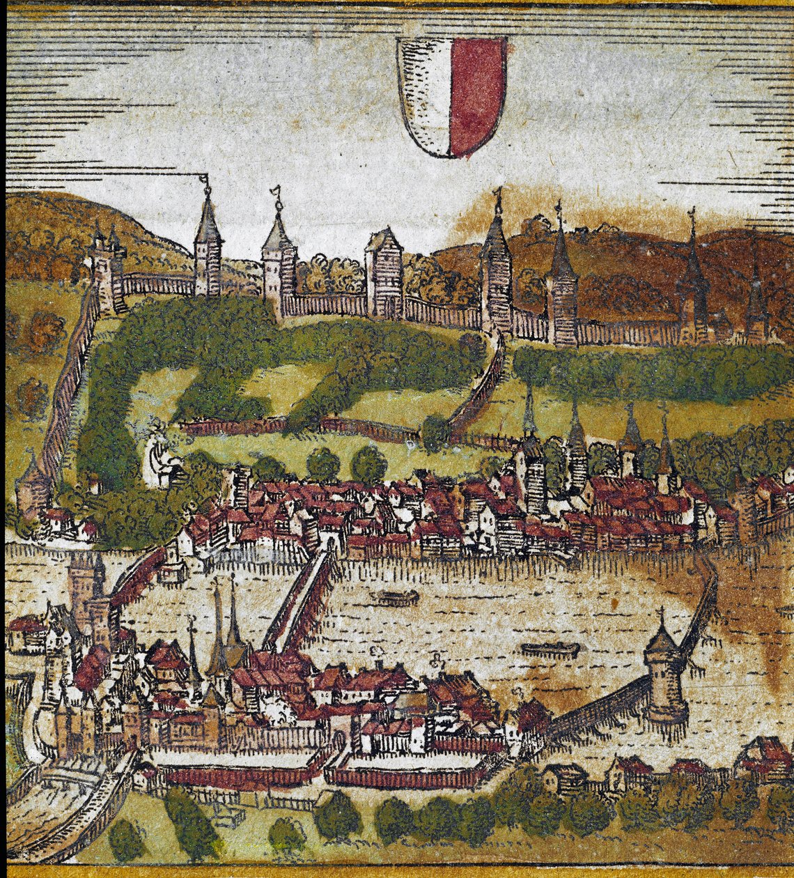 Udsigt over Luzern - Schweiz (gravering af Franz Hogenberg