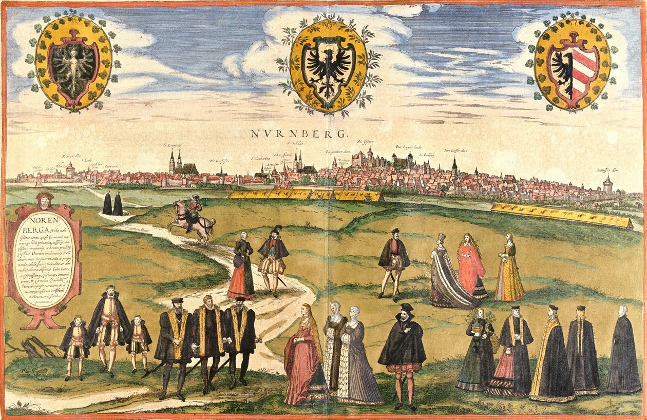 Udsigt over Nürnberg (Nürnberg), Tyskland (radering af Franz Hogenberg