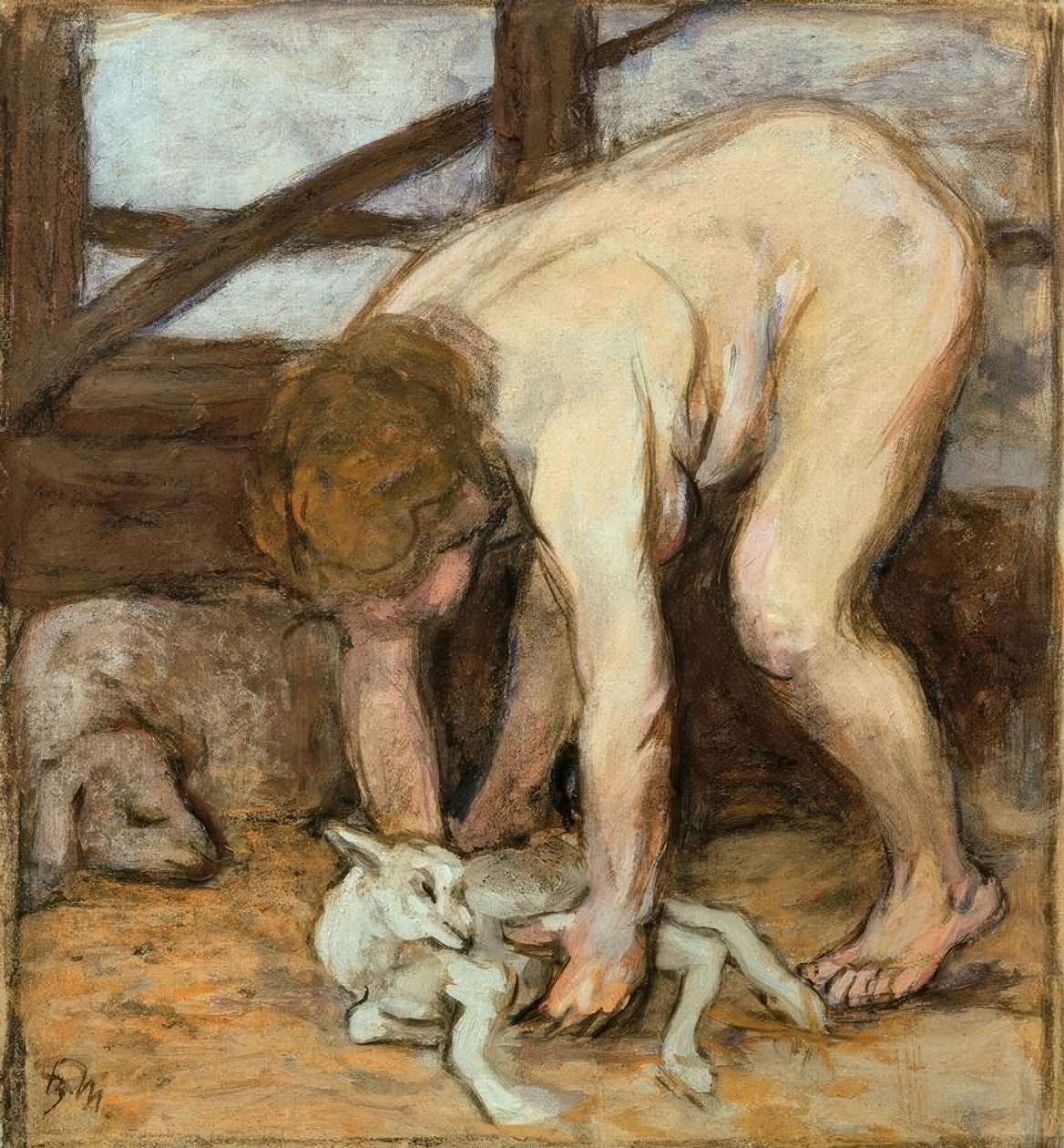 Nøgen med barn af Franz Marc