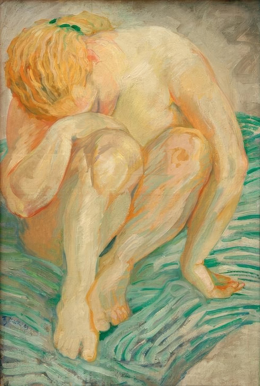 Nøgen undersøgelse (kvinde nøgen) af Franz Marc