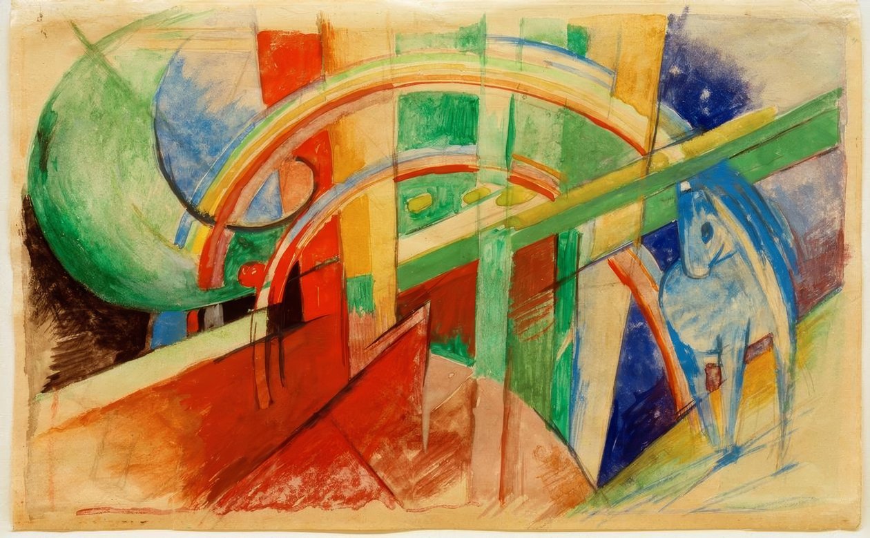 Blå hest med regnbue af Franz Marc