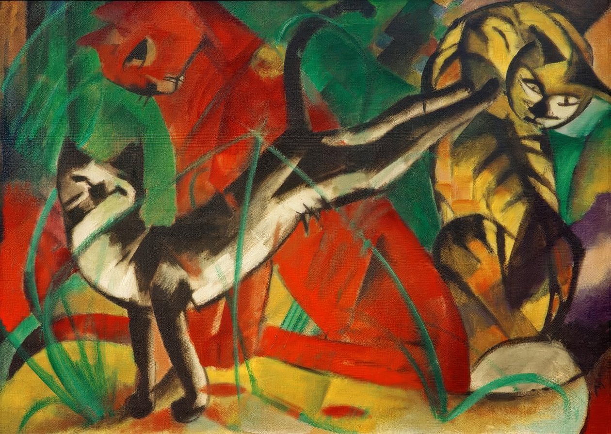 Tre katte af Franz Marc