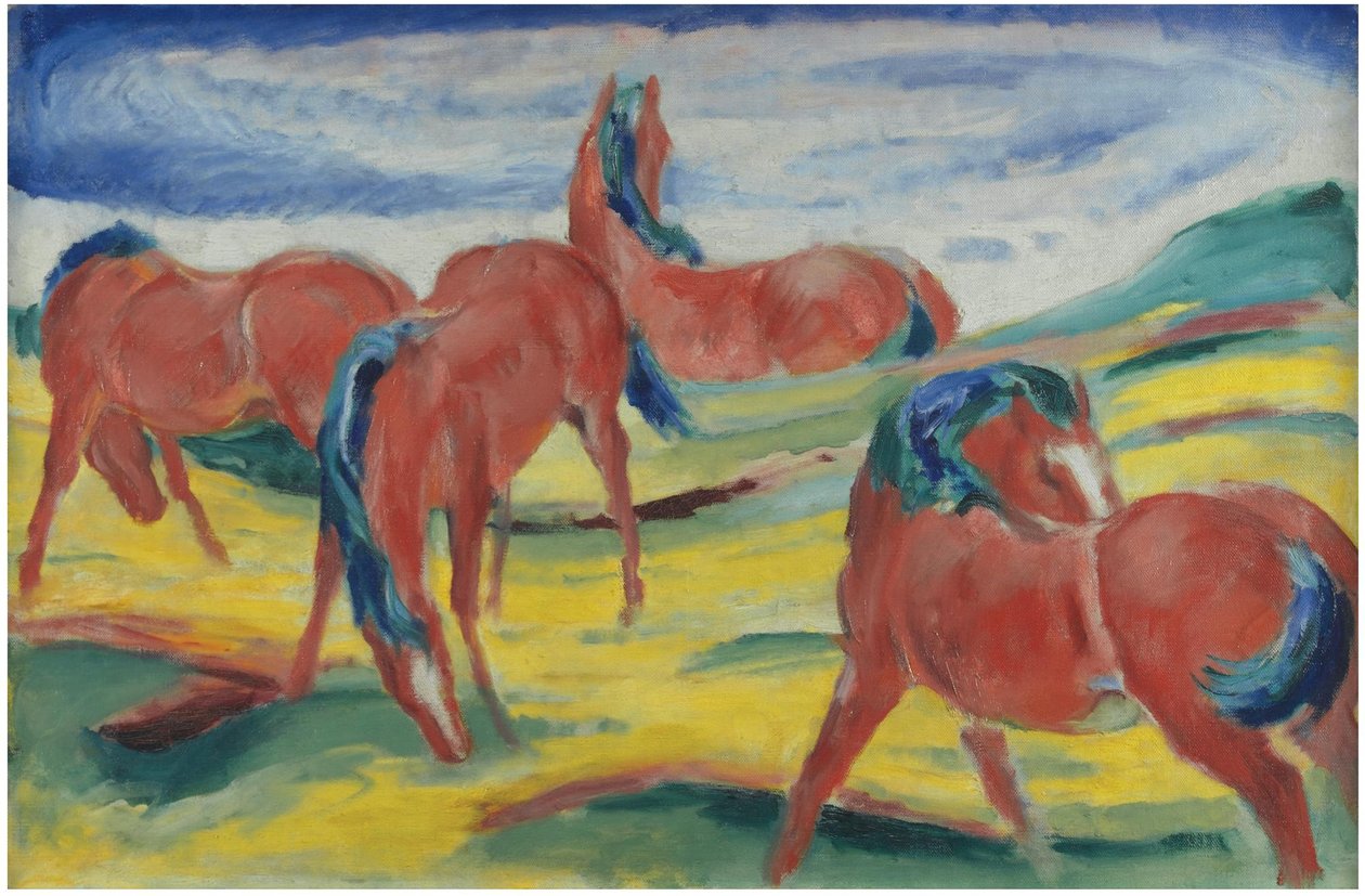 Græssende heste III, 1910 af Franz Marc