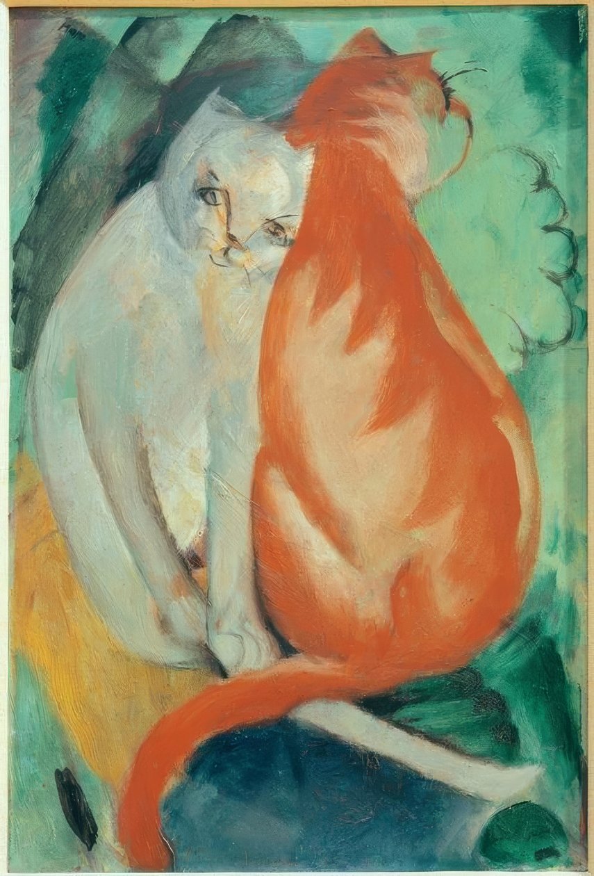 Katte, røde og hvide af Franz Marc