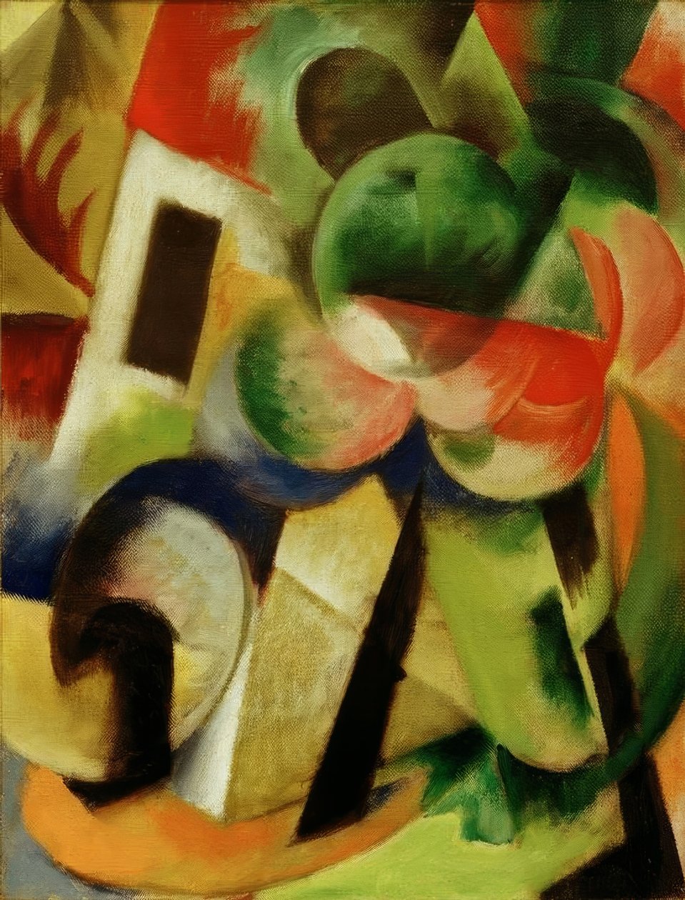 Lille sammensætning II (hus med træer) af Franz Marc