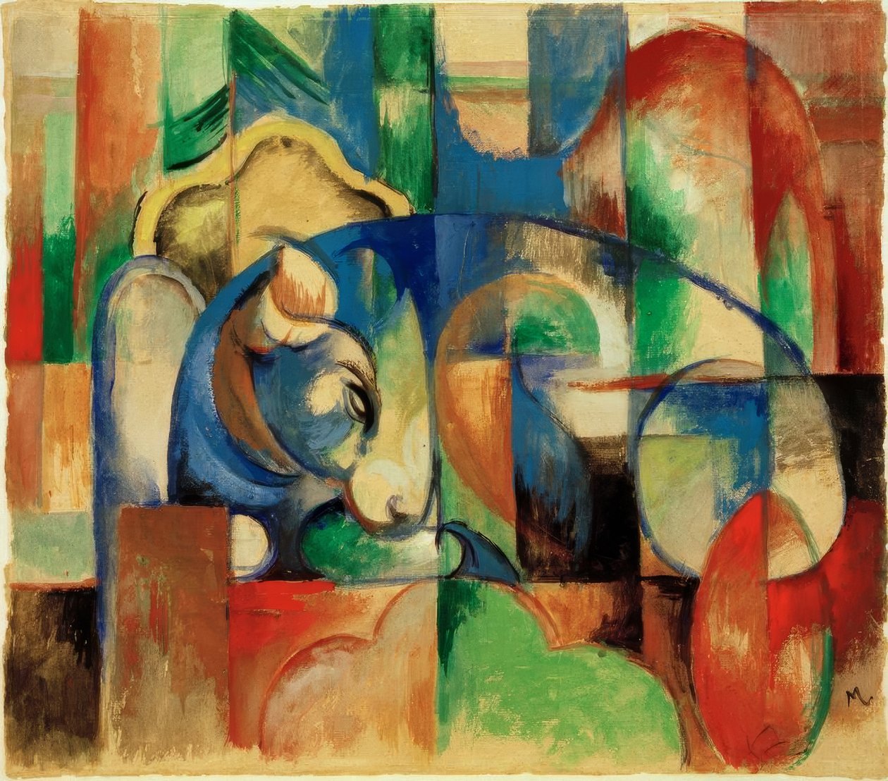 Liggende tyr af Franz Marc