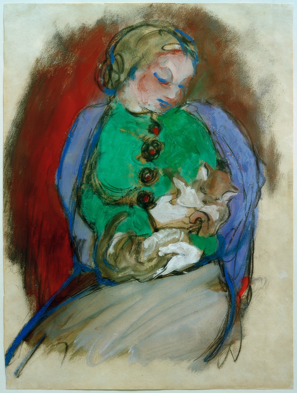 Pige med kat af Franz Marc