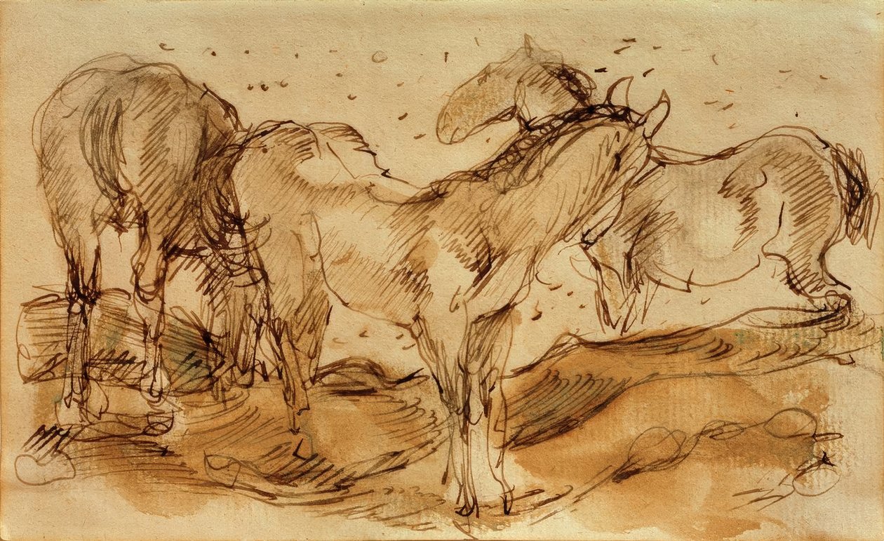 Heste i græsset af Franz Marc
