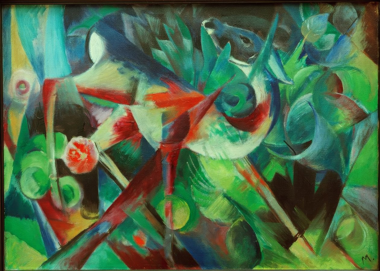 Rådyr i blomsterhaven af Franz Marc