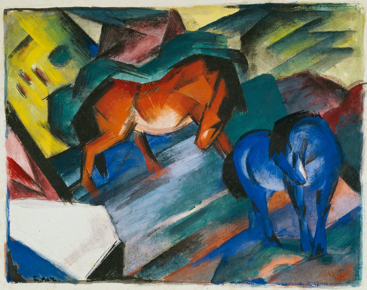 Rød og blå hest af Franz Marc