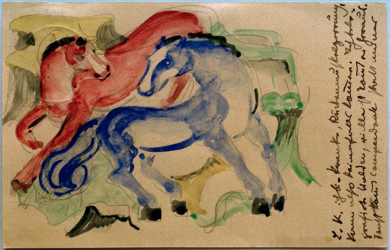 Rød og blå hest af Franz Marc