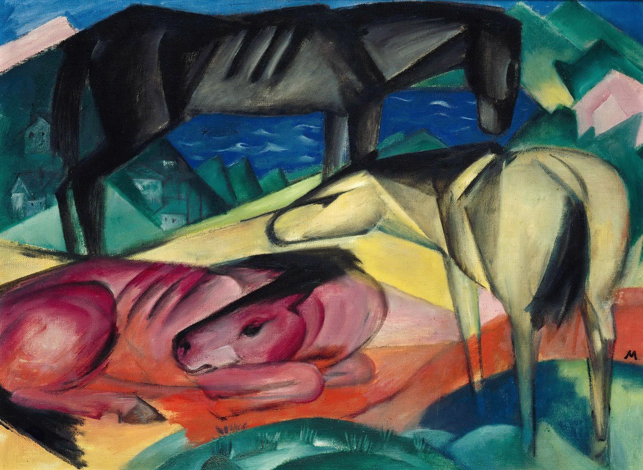 Tre heste II, 1913. af Franz Marc
