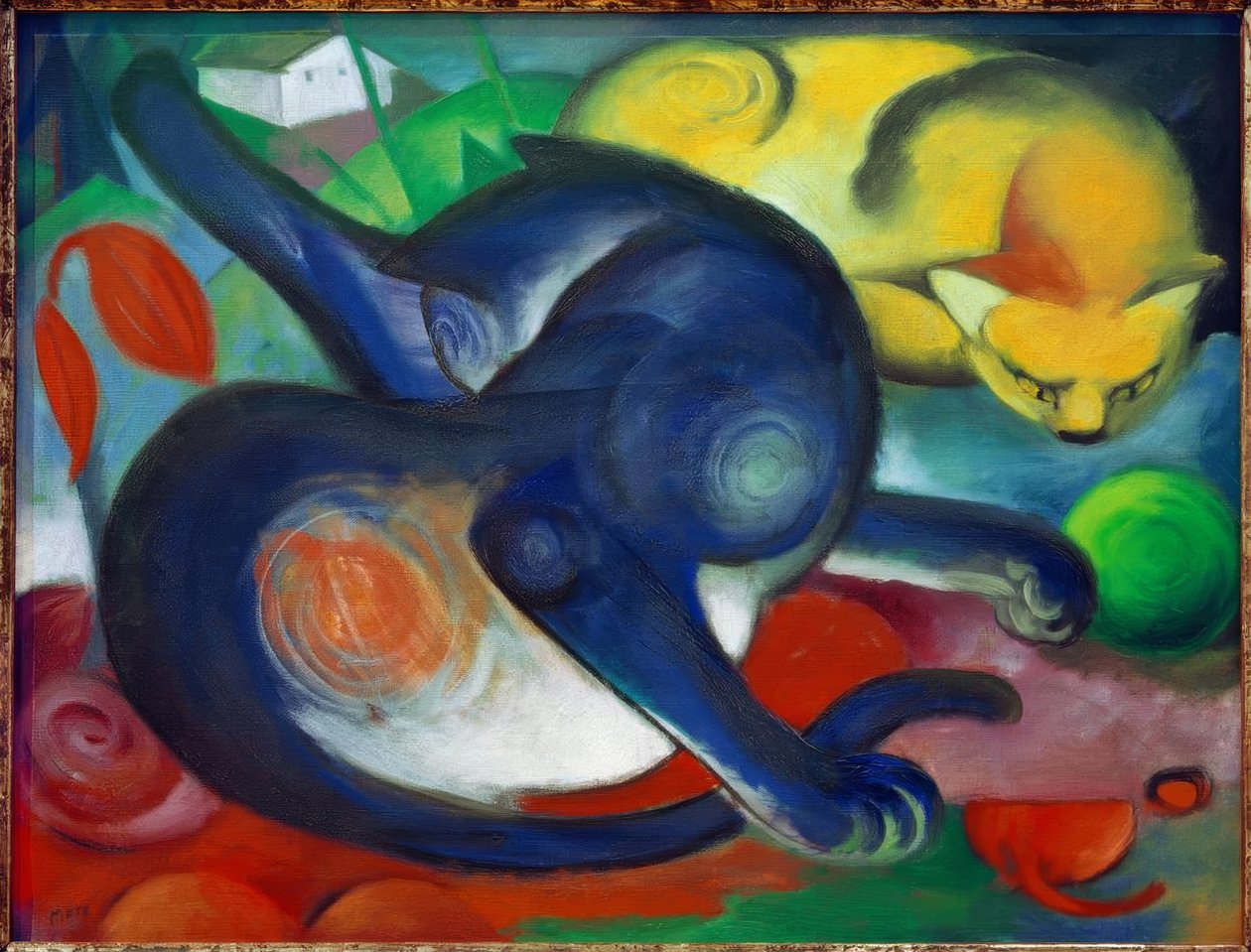 To katte, blå og gul af Franz Marc