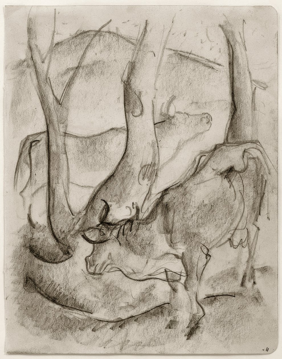 To køer under træer af Franz Marc