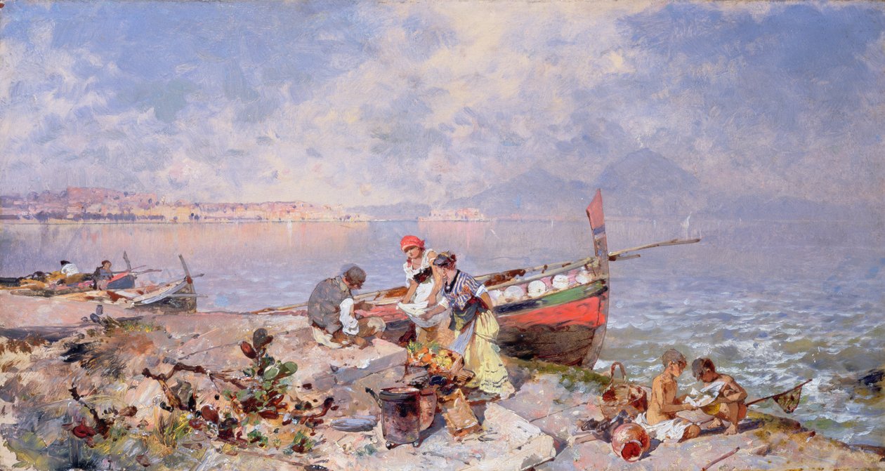 Napoli-bugten (panel) af Franz Richard Unterberger