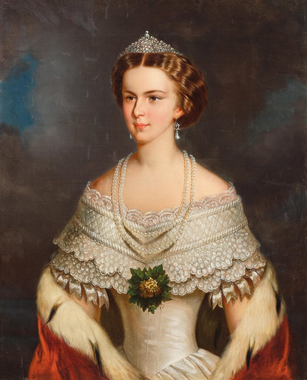 Portræt af Elisabeth af Bayern, 1854. af Franz Schrotzberg