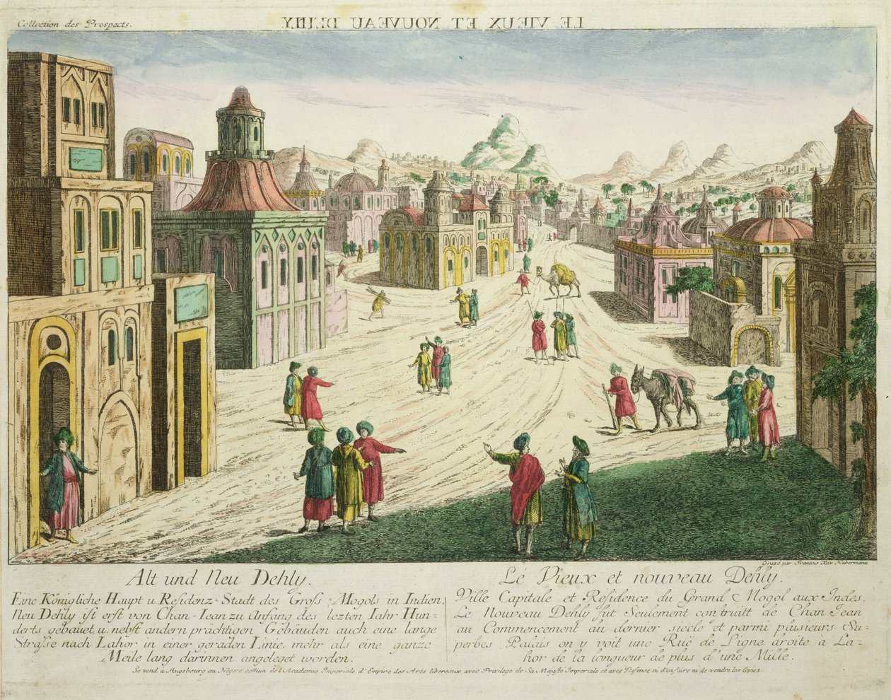 Gamle og New Delhi (akvatint) af Franz Xaver Habermann