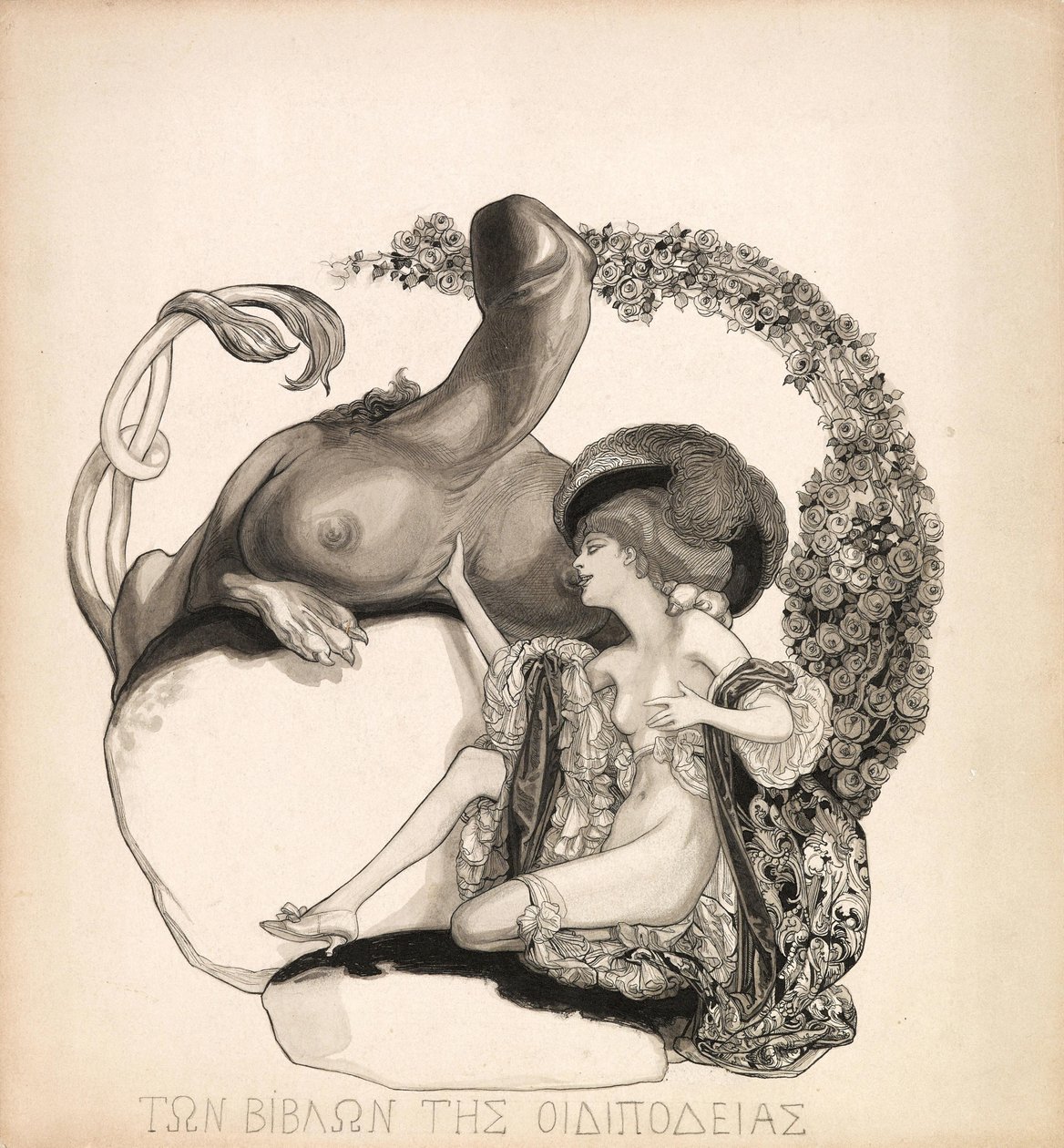 Erotisk illustration, ca. 1912. af Franz von Bayros
