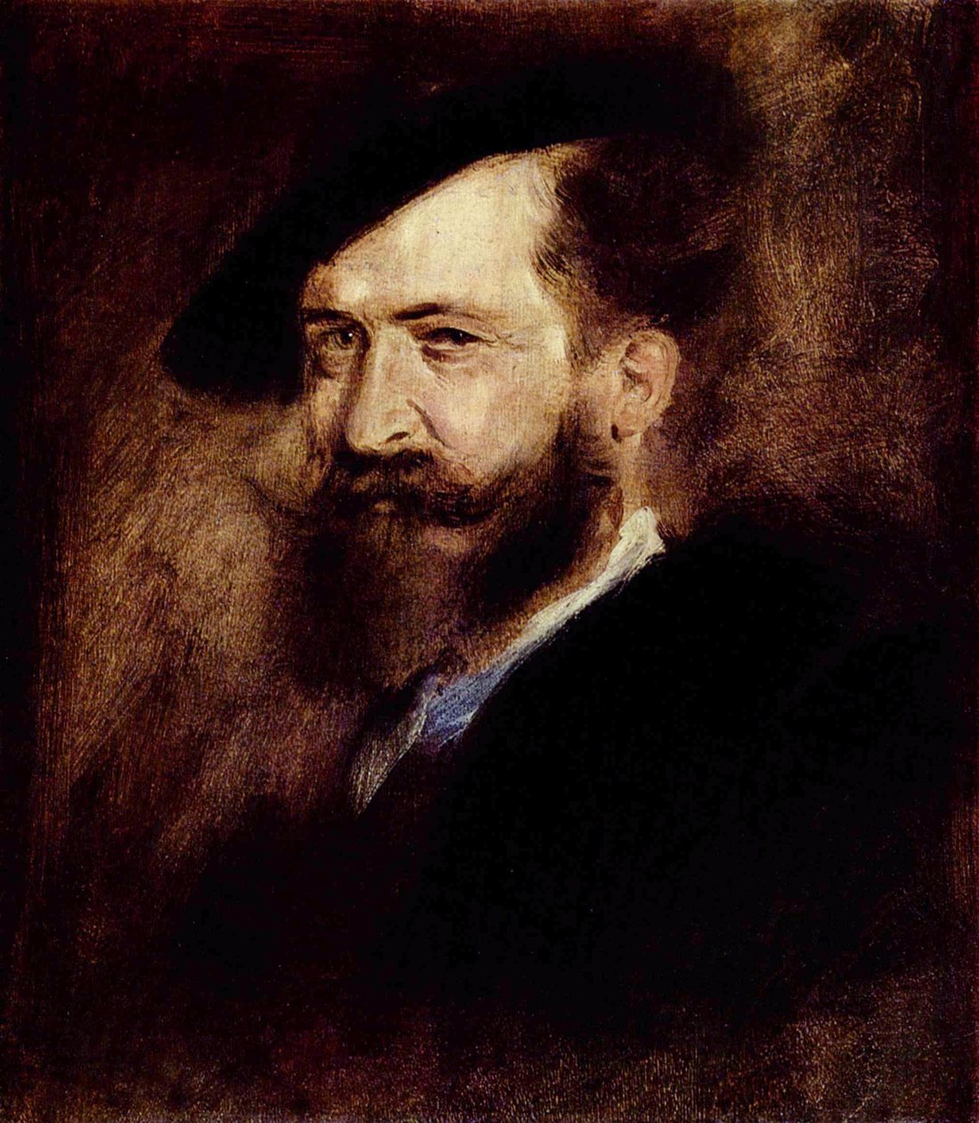 Portræt af Wilhelm Busch af Franz von Lenbach