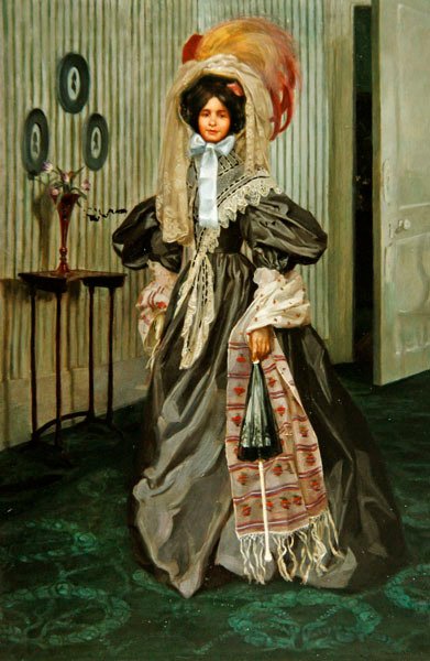 Priscilla, ca. 1899 (olie på lærred) af Freda Hansard