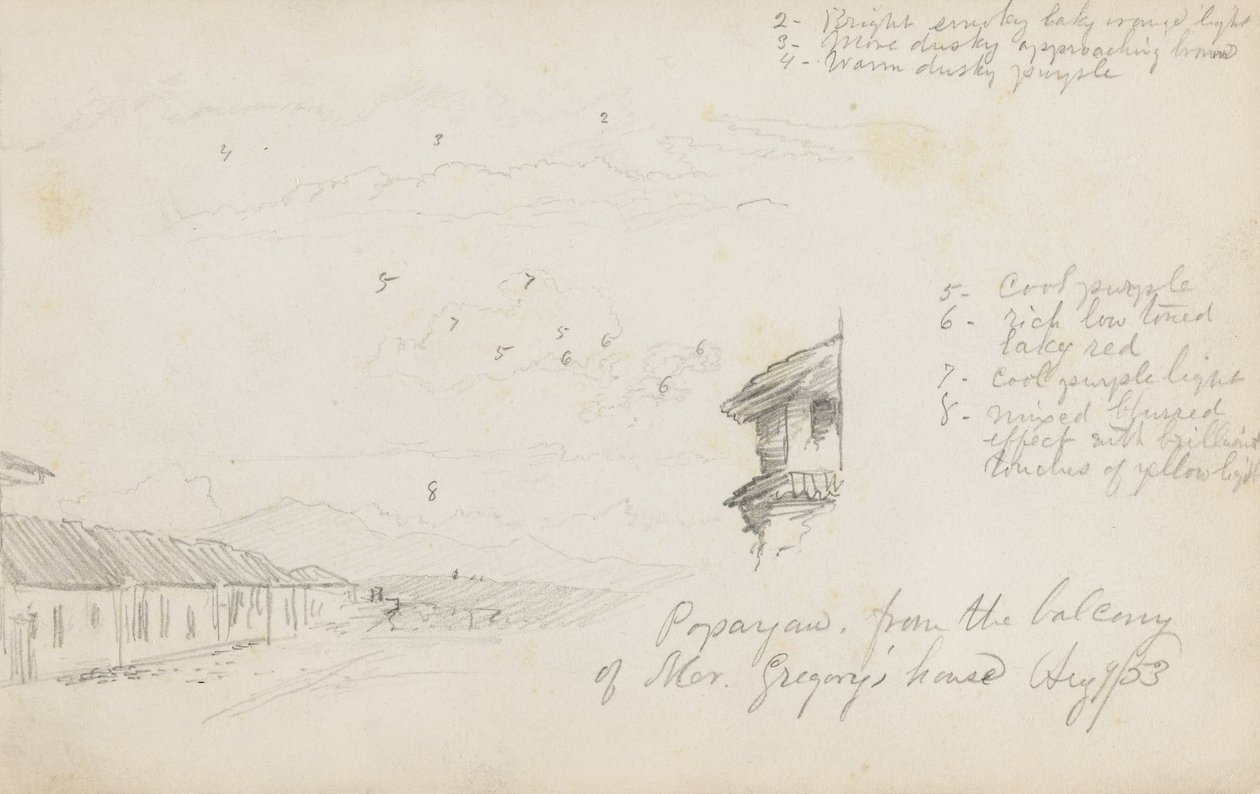 Popayan, Colombia; Verso- Bjerglandskab, Colombia af Frederic Edwin Church