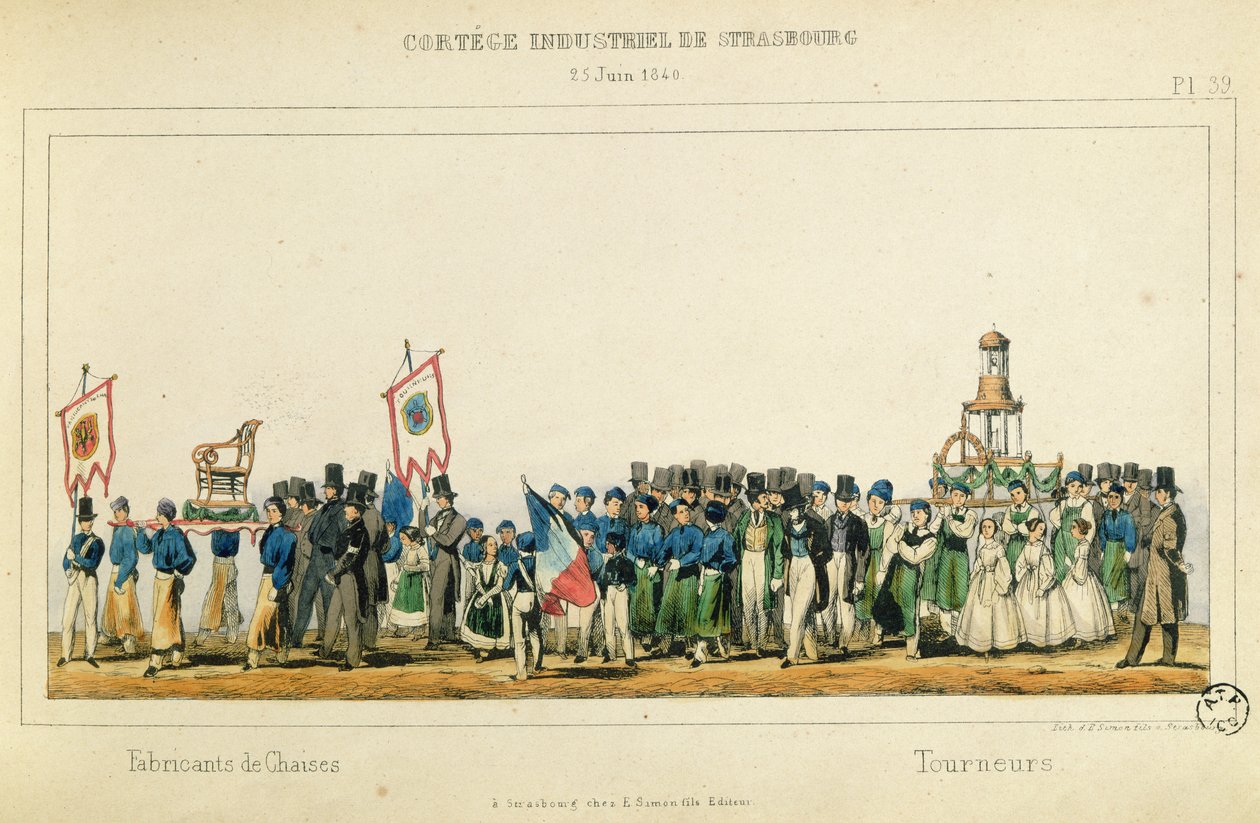 Stolefabrikanternes procession i Strasbourg, 25. juni 1840 af Frederic Emile Simon