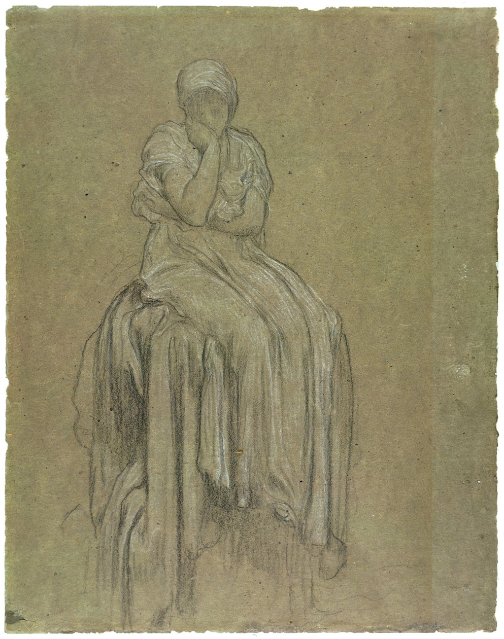 Study for Solitude, ca. 1890 (kridt på papir) af Frederic Leighton
