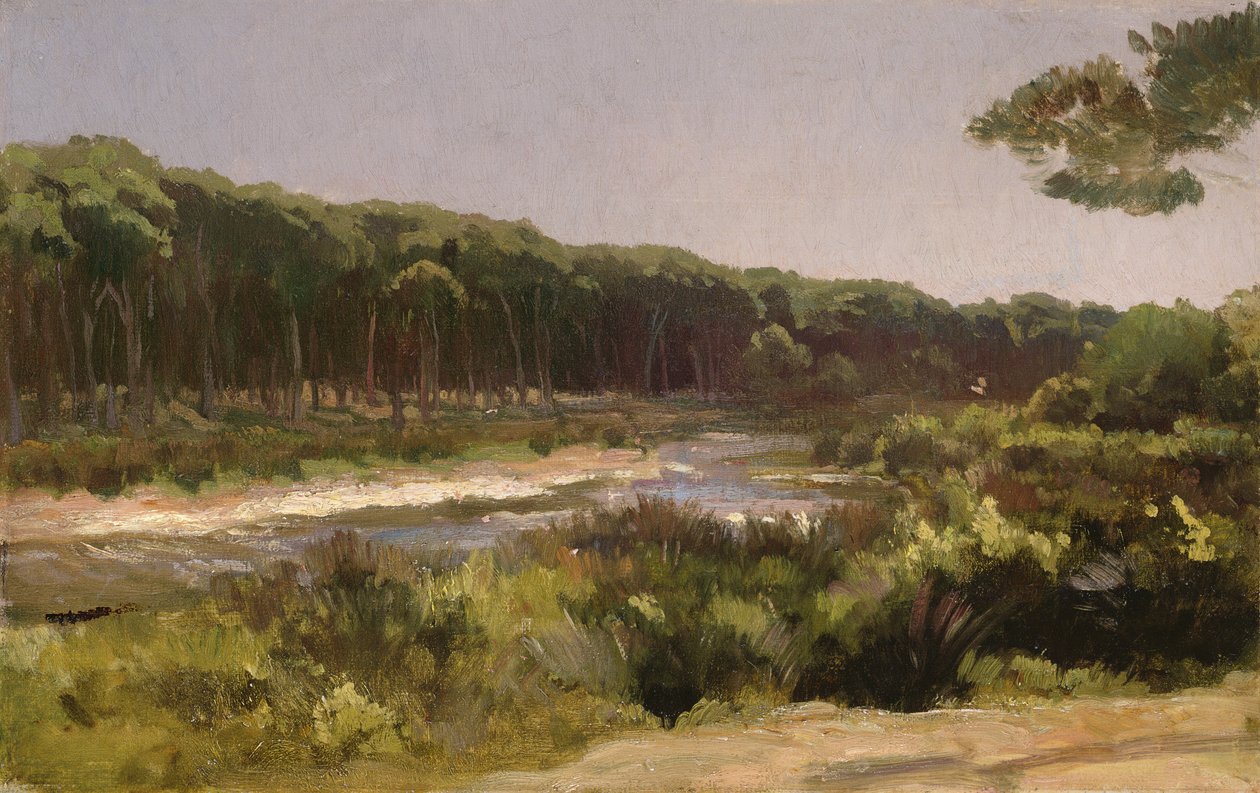 Toscansk landskab (floden Arno ved San Rossore) af Frederic Leighton