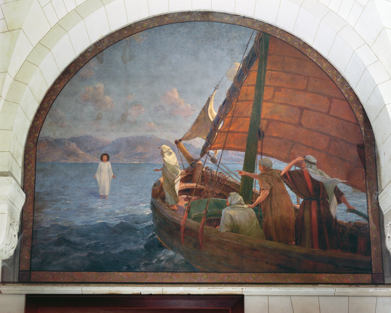 Kristus går på vandet, 1917 af Frederic Montenard