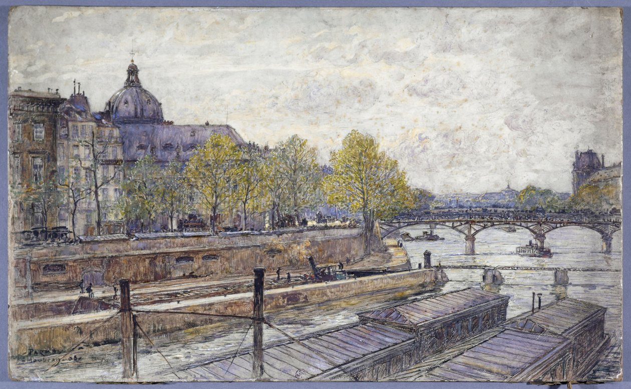 Quai Conti og Pont des Arts af Frederic Anatole Houbron