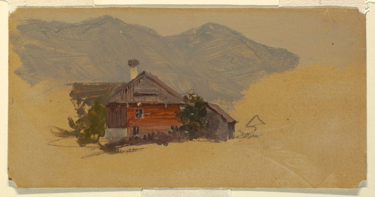 Tegning, Berchtesgaden, bondens hus, 1868 af Frederic Edwin Church