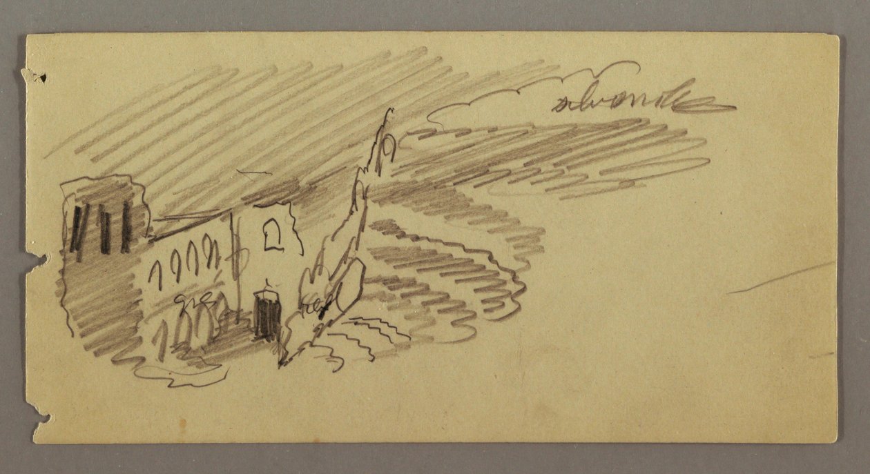 Tegning, Bygning i måneskin, muligvis 1869 af Frederic Edwin Church