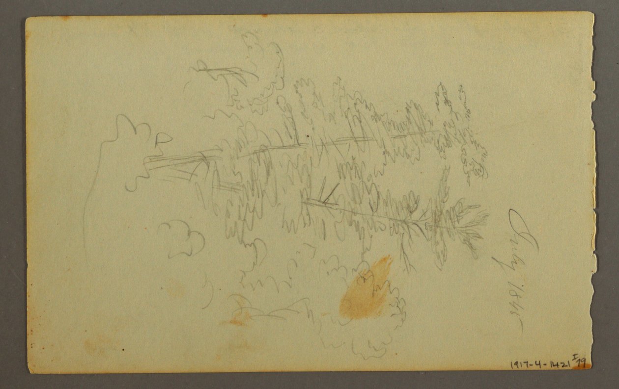 Tegning, studie af skyer, 1845 af Frederic Edwin Church