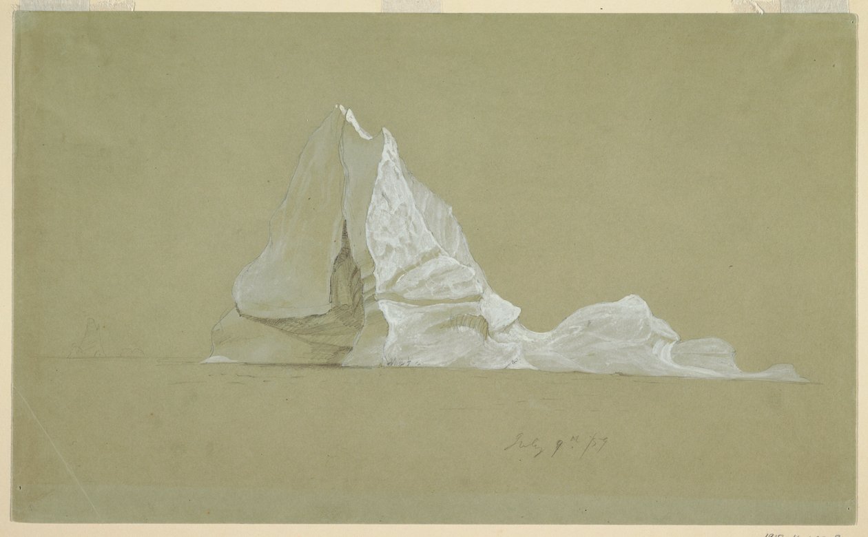 Tegning, flydende isbjerg, 9. juli 1859 af Frederic Edwin Church